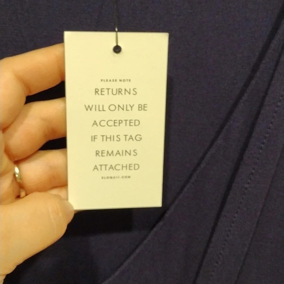 NWT Eloquii Navy Blue Tie Front Jersey Knit Maxi Dress w/Bell Sleeves Size 14 - Picture 4 of 10